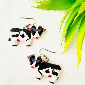 Vintage Cow Shaped Earrings with Sunglasses